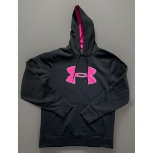 Under Armour Pullover Hoodie Sweatshirt Black Embroidered Big Logo Medium JBHS